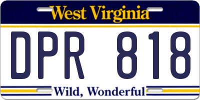 WV license plate DPR818