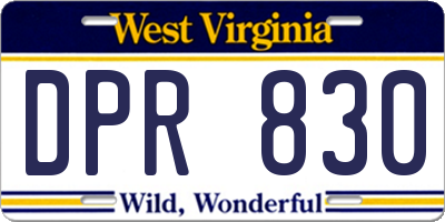 WV license plate DPR830