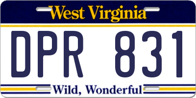 WV license plate DPR831