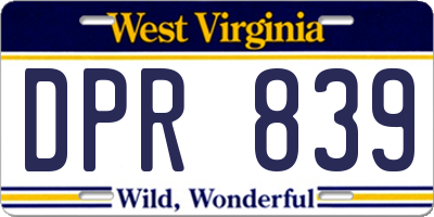 WV license plate DPR839