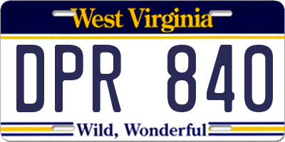 WV license plate DPR840