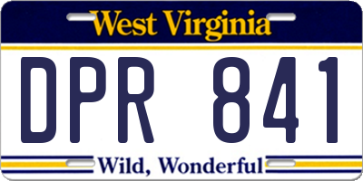 WV license plate DPR841