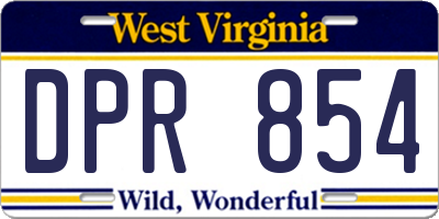 WV license plate DPR854