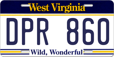 WV license plate DPR860