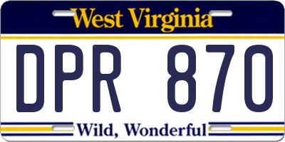 WV license plate DPR870
