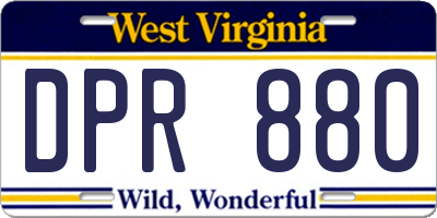 WV license plate DPR880