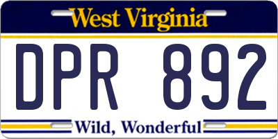WV license plate DPR892