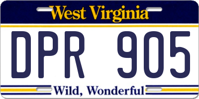 WV license plate DPR905