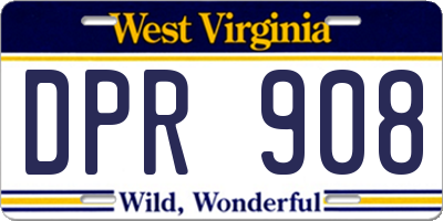 WV license plate DPR908