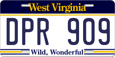 WV license plate DPR909