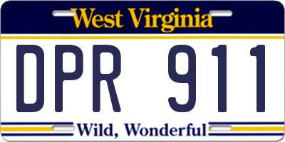 WV license plate DPR911
