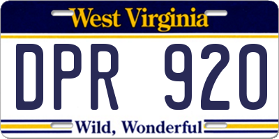 WV license plate DPR920