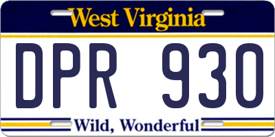 WV license plate DPR930