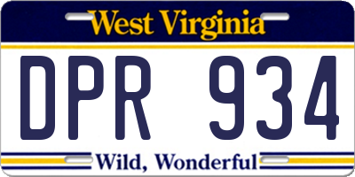 WV license plate DPR934
