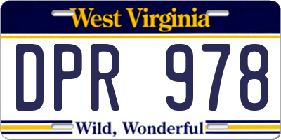 WV license plate DPR978
