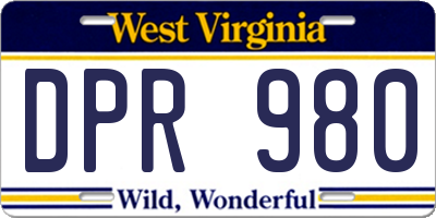 WV license plate DPR980