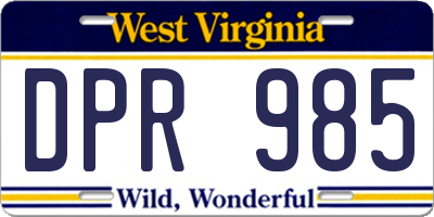 WV license plate DPR985
