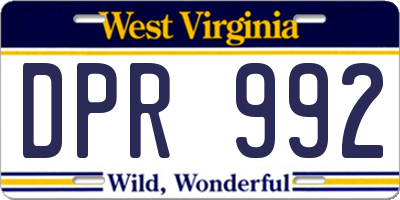 WV license plate DPR992