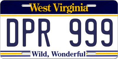 WV license plate DPR999