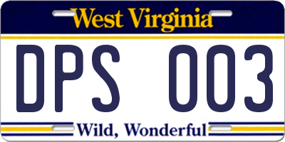 WV license plate DPS003