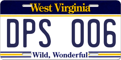 WV license plate DPS006