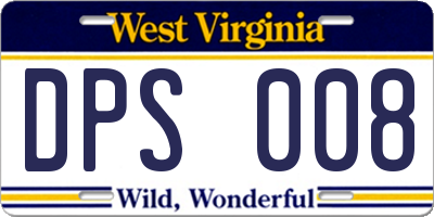 WV license plate DPS008
