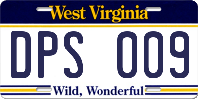 WV license plate DPS009