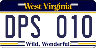 WV license plate DPS010
