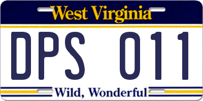 WV license plate DPS011