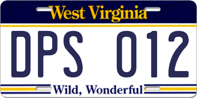 WV license plate DPS012