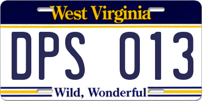 WV license plate DPS013
