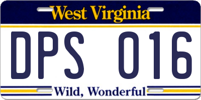 WV license plate DPS016