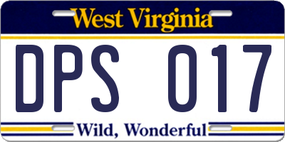 WV license plate DPS017