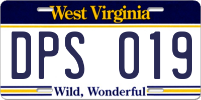 WV license plate DPS019