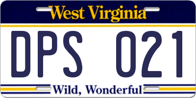 WV license plate DPS021