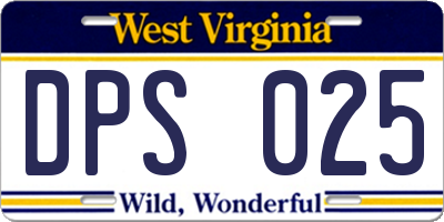 WV license plate DPS025