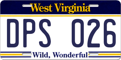 WV license plate DPS026
