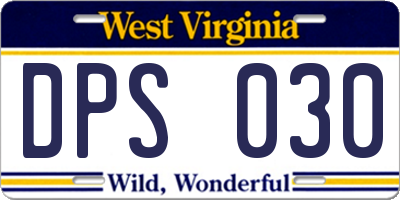 WV license plate DPS030