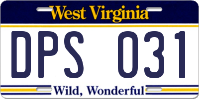 WV license plate DPS031