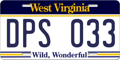 WV license plate DPS033