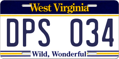 WV license plate DPS034