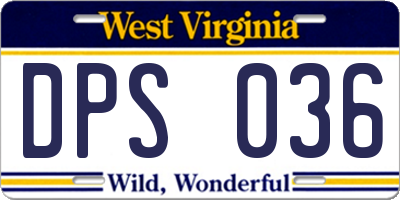 WV license plate DPS036