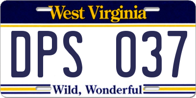 WV license plate DPS037