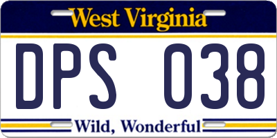 WV license plate DPS038