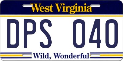 WV license plate DPS040