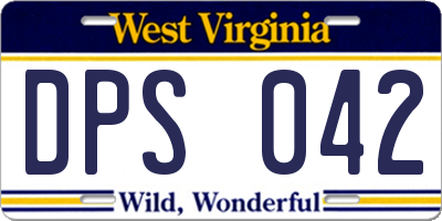 WV license plate DPS042