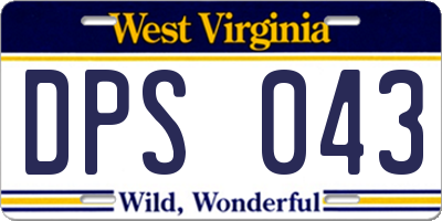 WV license plate DPS043