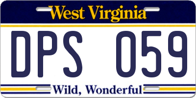 WV license plate DPS059