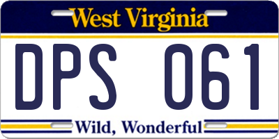 WV license plate DPS061