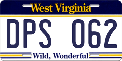 WV license plate DPS062